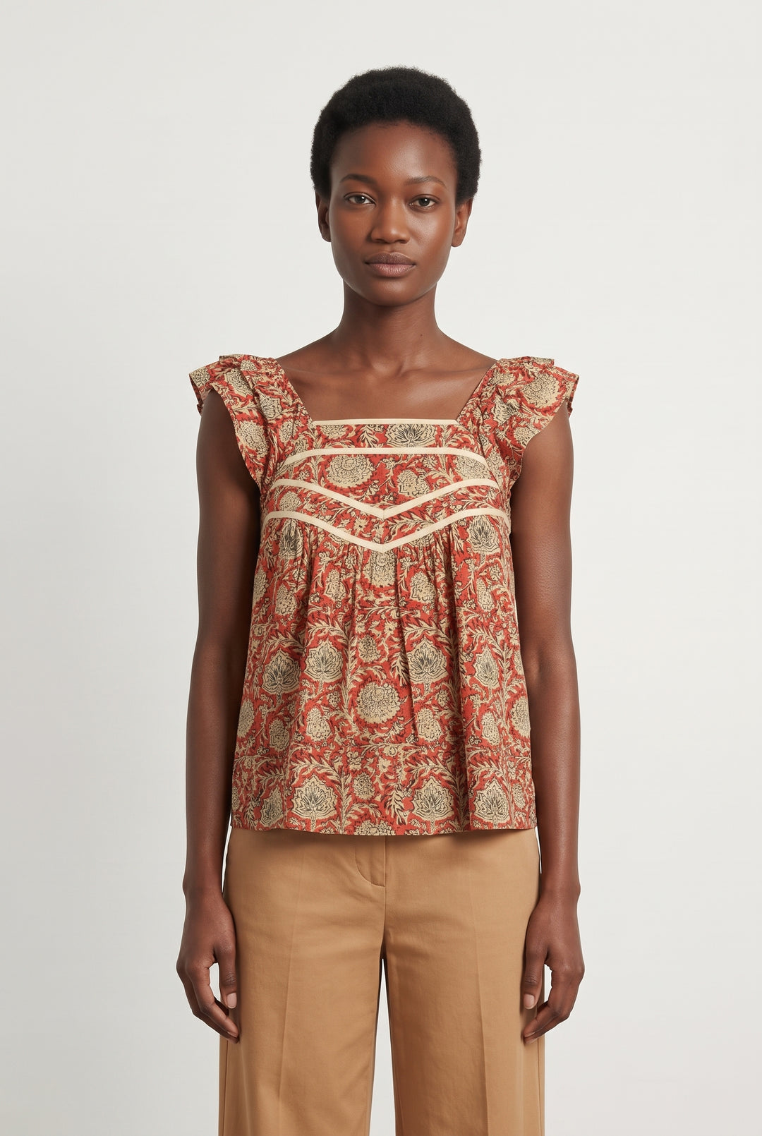 Blouse Orange et Beige - Taille S/36 de la marque ba&amp;sh | PARAD118955 - Vendu par Paradigme - Image 1