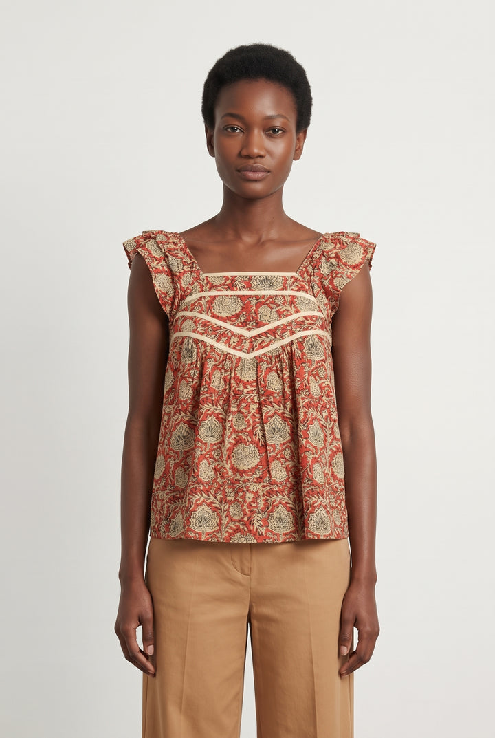 Blouse Orange et Beige - Taille S/36 de la marque ba&amp;sh | PARAD118955 - Vendu par Paradigme - Image 1
