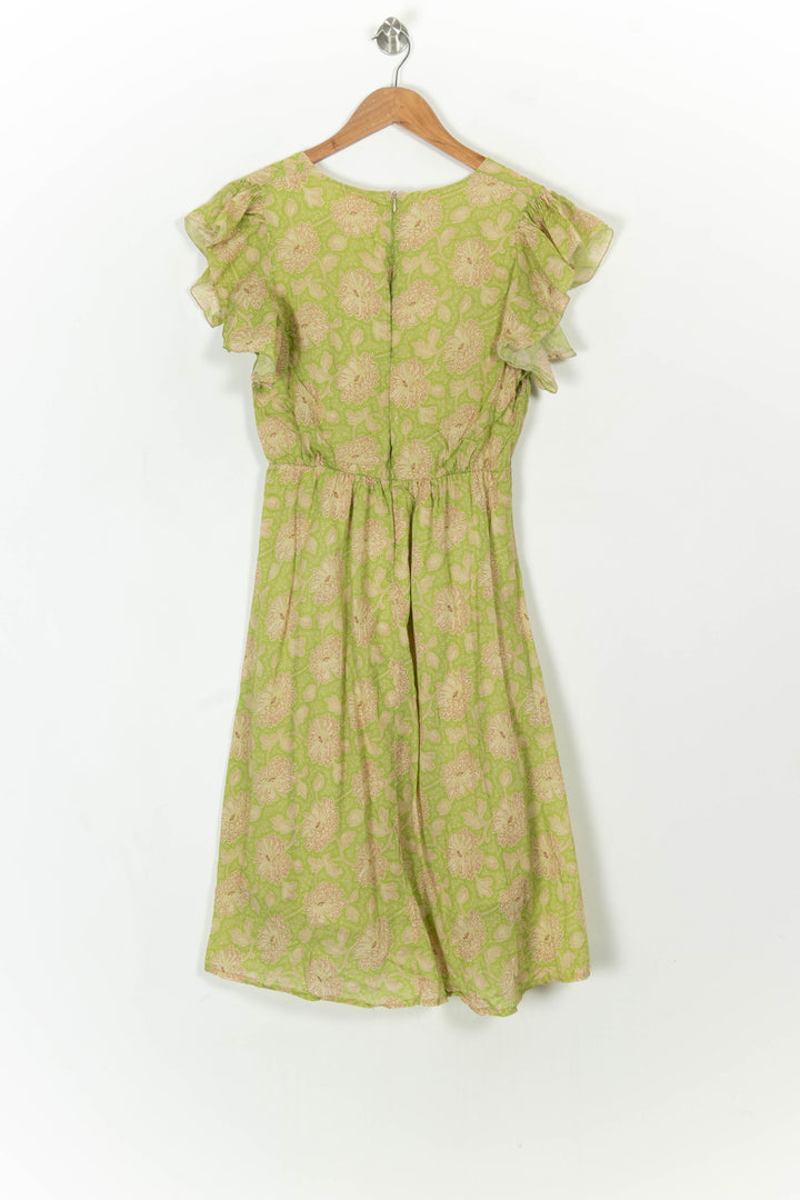 Robe Fleurie Verte et Beige - Taille S/36 de la marque La Fée Maraboutée | PARAD118956 - Vendu par Paradigme - Image 5