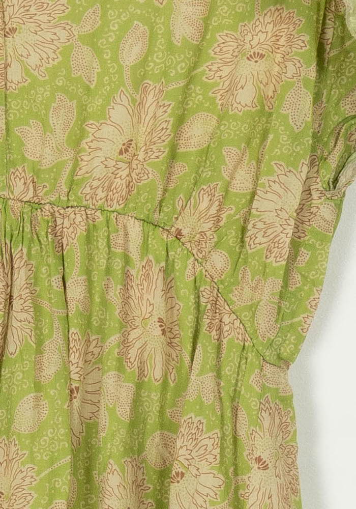 Robe Fleurie Verte et Beige - Taille S/36 de la marque La Fée Maraboutée | PARAD118956 - Vendu par Paradigme - Image 3