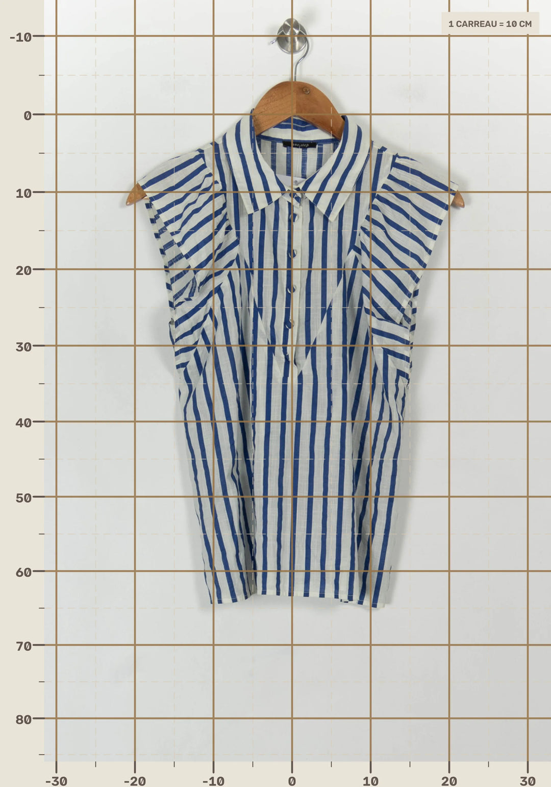 Chemisier Sans Manches Blanc et Bleu - Taille S/36 de la marque One Step | PARAD118971 - Vendu par Paradigme - Image 4