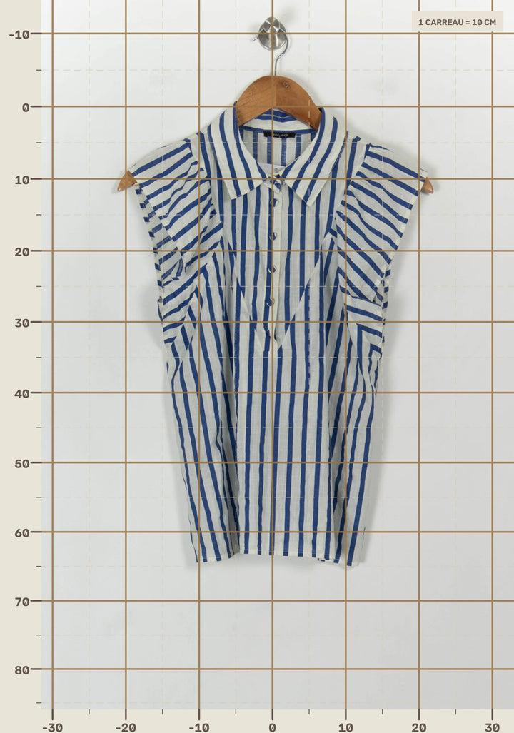 Chemisier Sans Manches Blanc et Bleu - Taille S/36 de la marque One Step | PARAD118971 - Vendu par Paradigme - Image 4