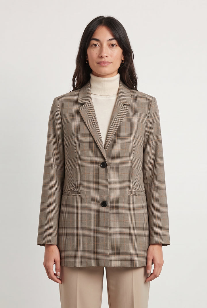 Blazer à Carreaux Marron et Beige - Taille M/38 de la marque La Petite Etoile | PARAD119017 - Vendu par Paradigme - Image 1