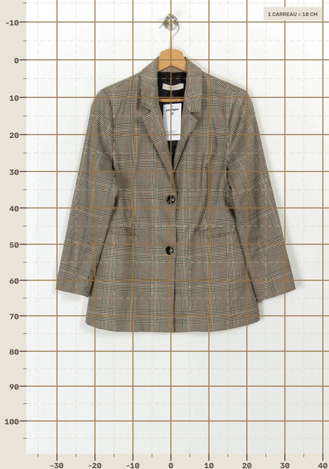Blazer à Carreaux Marron et Beige - Taille M/38 de la marque La Petite Etoile | PARAD119017 - Vendu par Paradigme - Image 4