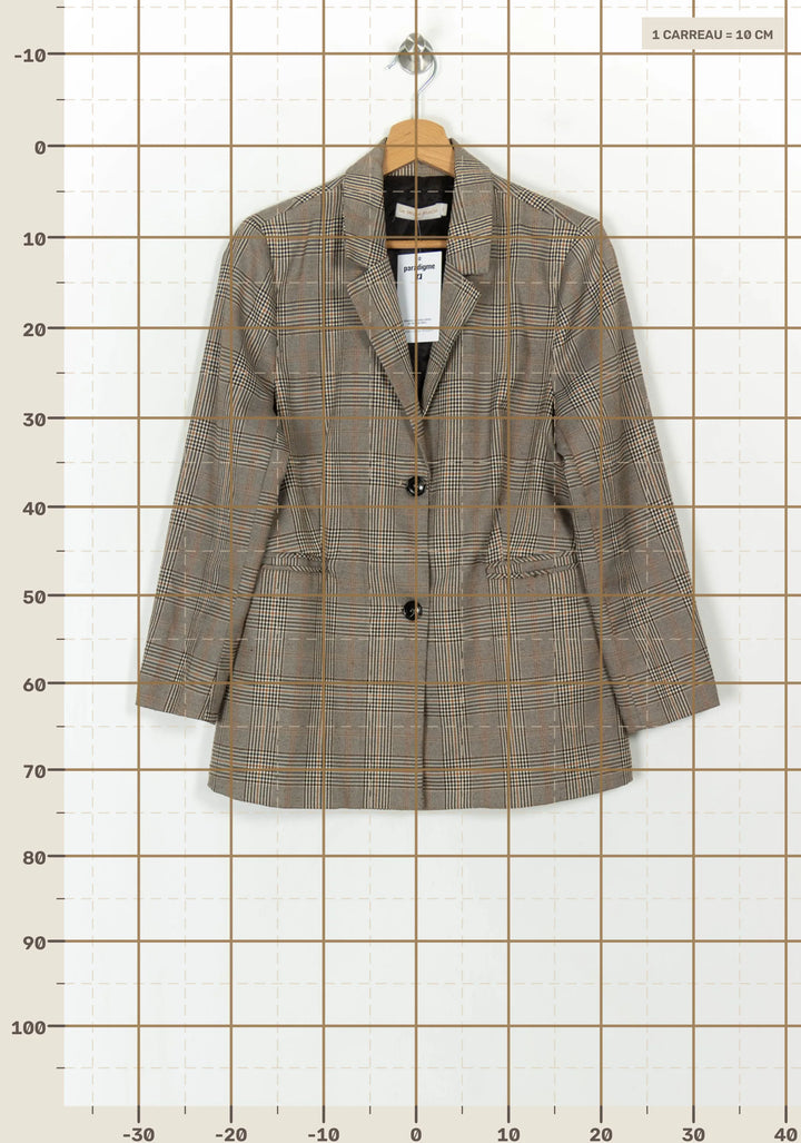 Blazer à Carreaux Marron et Beige - Taille M/38 de la marque La Petite Etoile | PARAD119017 - Vendu par Paradigme - Image 4