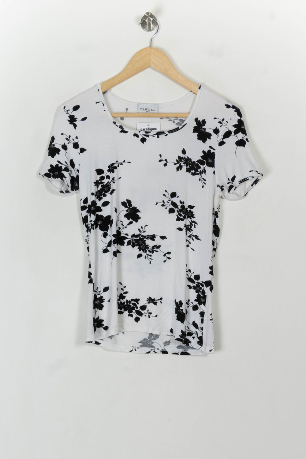 Tee-shirt Blanc et Noir - Taille L/40 de la marque Caroll | PARAD119023 - Vendu par Paradigme - Image 2