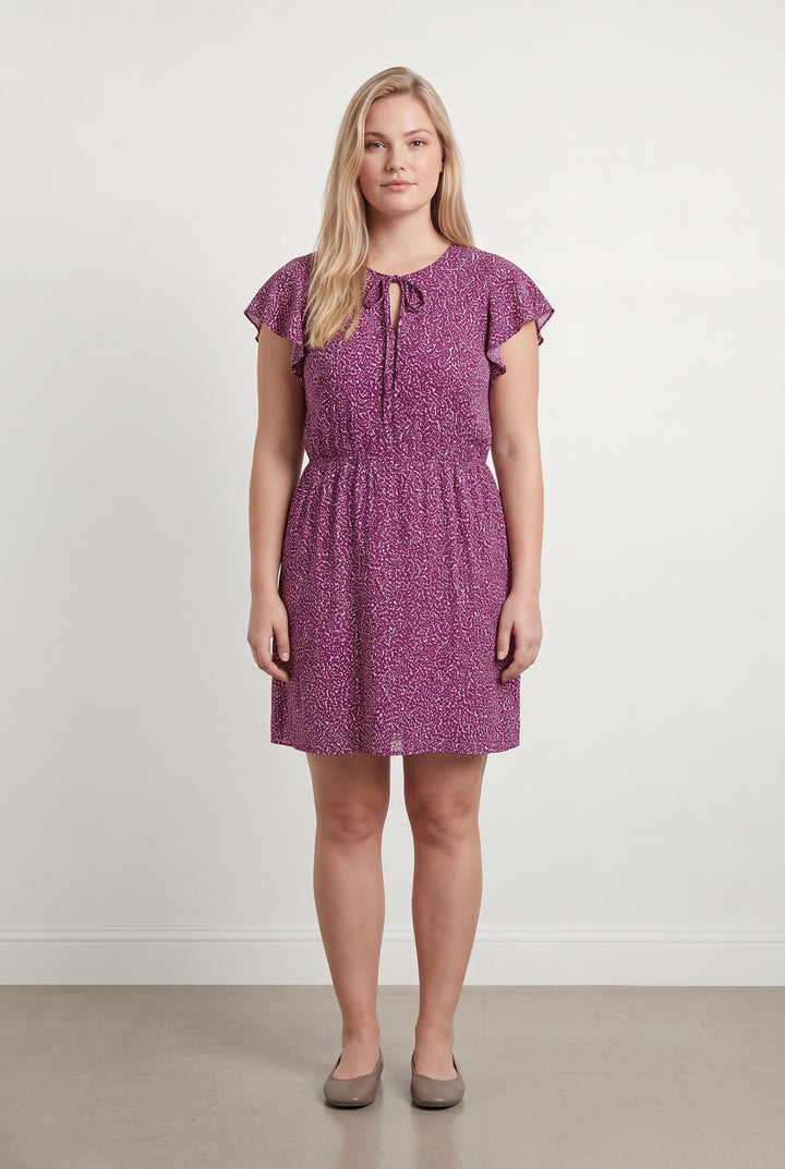 Robe Courte Violette et Blanche - Taille XL/42 de la marque Maison 123 | PARAD119034 - Vendu par Paradigme - Image 1