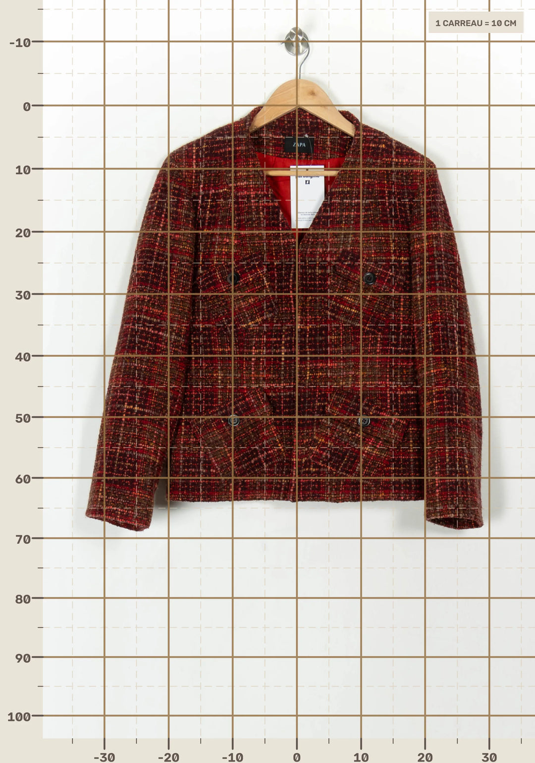 Veste Rouge et Marron - Taille L/40 de la marque ZAPA | PARAD119035 - Vendu par Paradigme - Image 4
