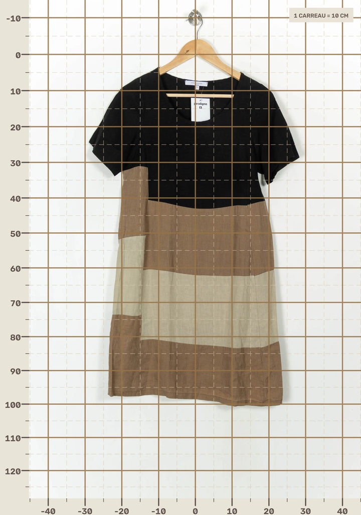 Robe Courte Noire et Beige - Taille M/38 de la marque La Fée Maraboutée | PARAD119039 - Vendu par Paradigme - Image 4