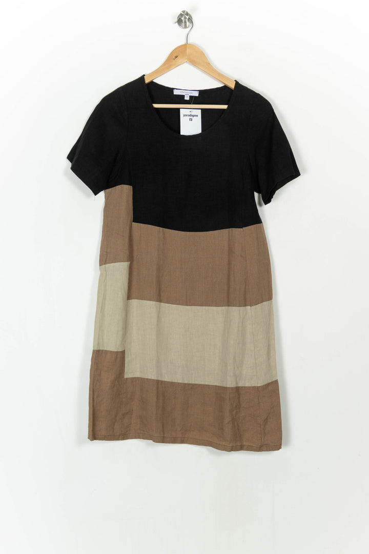 Robe Courte Noire et Beige - Taille M/38 de la marque La Fée Maraboutée | PARAD119039 - Vendu par Paradigme - Image 2