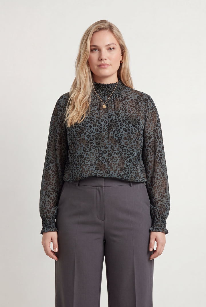 Blouse Léopard Noire et Marron - Taille XXL/44 de la marque IKKS | PARAD119058 - Vendu par Paradigme - Image 1