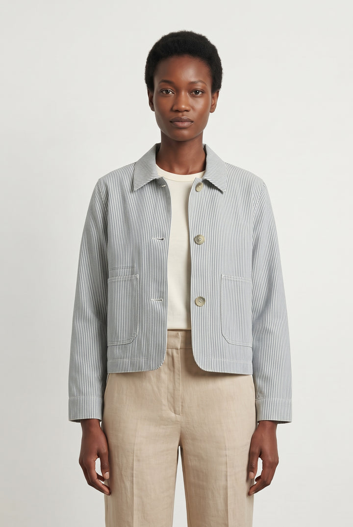 Veste Rayée Bleue et Blanche - Taille M/38 de la marque Comptoir des Cotonniers | PARAD119061 - Vendu par Paradigme - Image 1