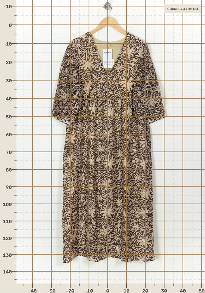 Robe Imprimée Marron et Beige - Taille XL/42 de la marque La Fée Maraboutée | PARAD119075 - Vendu par Paradigme - Image 4