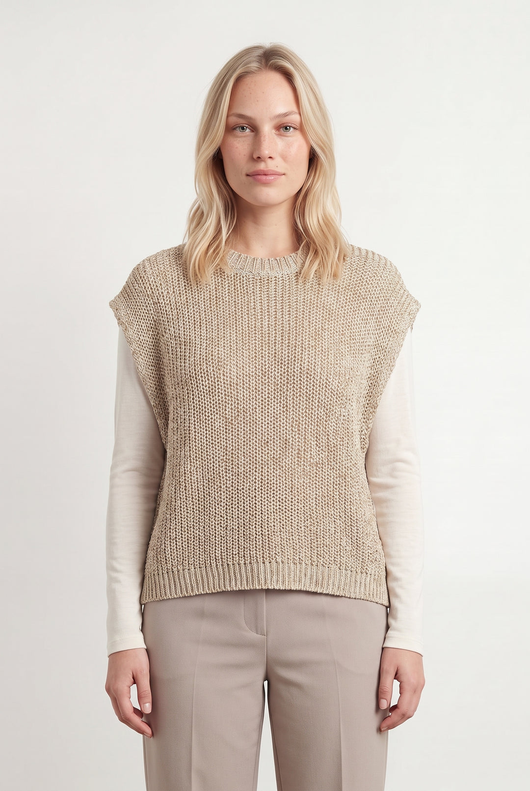Pull Sans Manches Beige - Taille L/40 de la marque La Fée Maraboutée | PARAD119076 - Vendu par Paradigme - Image 1