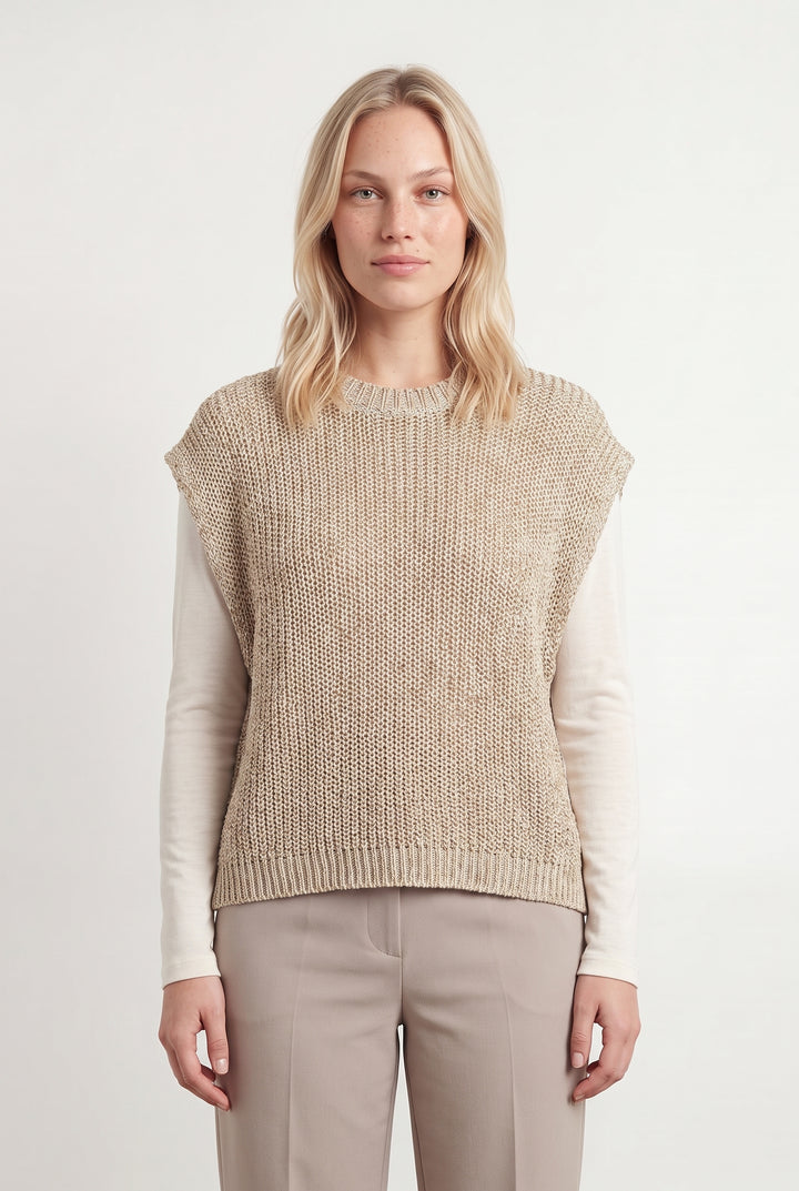 Pull Sans Manches Beige - Taille L/40 de la marque La Fée Maraboutée | PARAD119076 - Vendu par Paradigme - Image 1