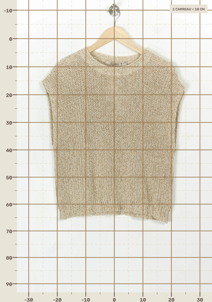 Pull Sans Manches Beige - Taille L/40 de la marque La Fée Maraboutée | PARAD119076 - Vendu par Paradigme - Image 4