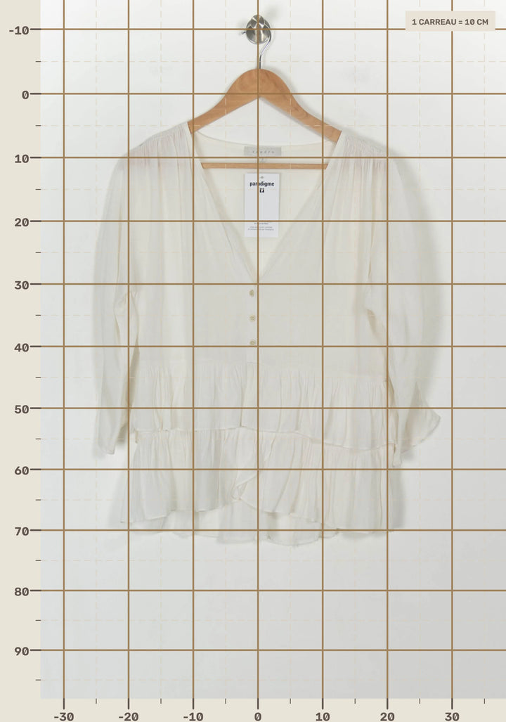 Blouse Blanche - Taille M/38 de la marque Sandro | PARAD119097 - Vendu par Paradigme - Image 4