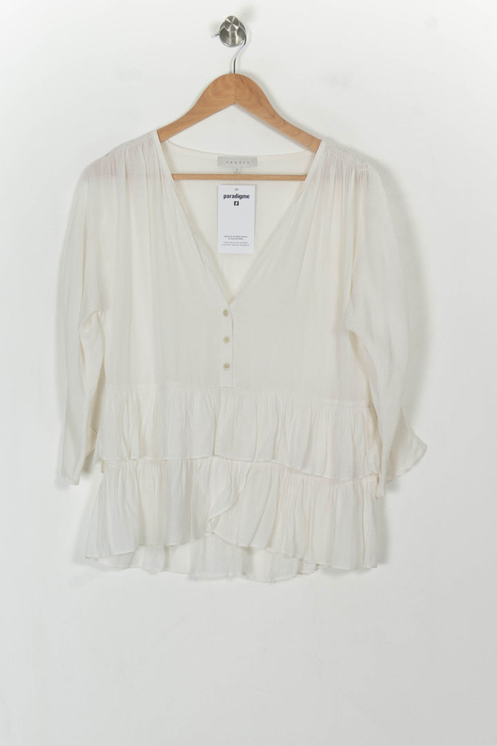Blouse Blanche - Taille M/38 de la marque Sandro | PARAD119097 - Vendu par Paradigme - Image 2