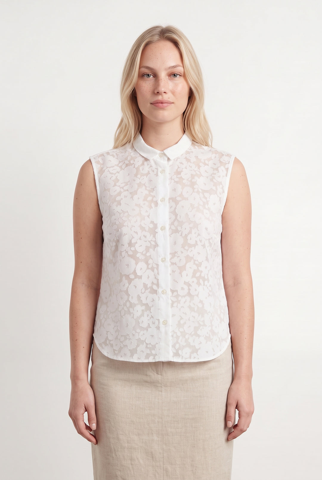 Chemisier Sans Manches Blanc - Taille L/40 de la marque Agnès b. | PARAD119107 - Vendu par Paradigme - Image 1