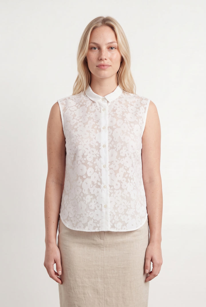 Chemisier Sans Manches Blanc - Taille L/40 de la marque Agnès b. | PARAD119107 - Vendu par Paradigme - Image 1