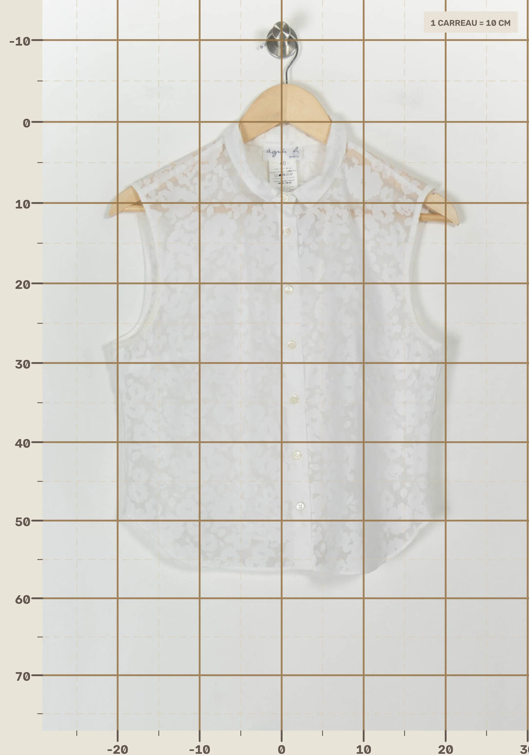 Chemisier Sans Manches Blanc - Taille L/40 de la marque Agnès b. | PARAD119107 - Vendu par Paradigme - Image 4