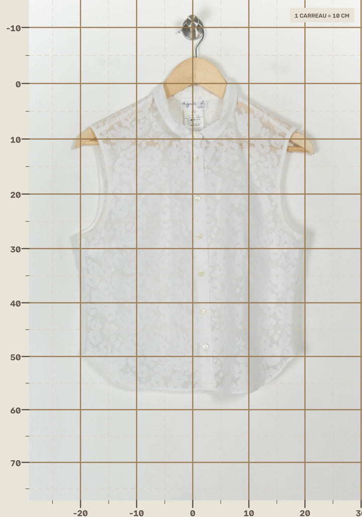 Chemisier Sans Manches Blanc - Taille L/40 de la marque Agnès b. | PARAD119107 - Vendu par Paradigme - Image 4