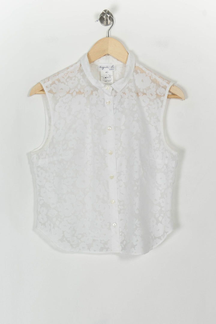 Chemisier Sans Manches Blanc - Taille L/40 de la marque Agnès b. | PARAD119107 - Vendu par Paradigme - Image 2