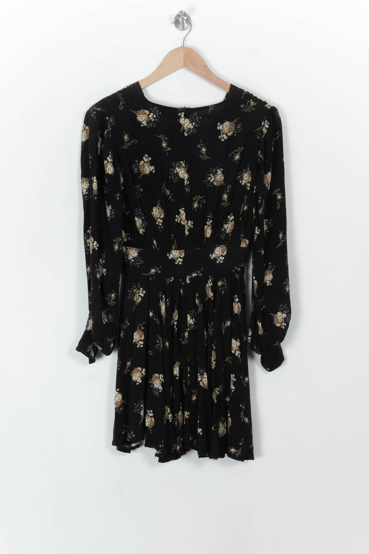 Robe Fleurie Noire et Beige - Taille S/36 de la marque Maje | PARAD119128 - Vendu par Paradigme - Image 5
