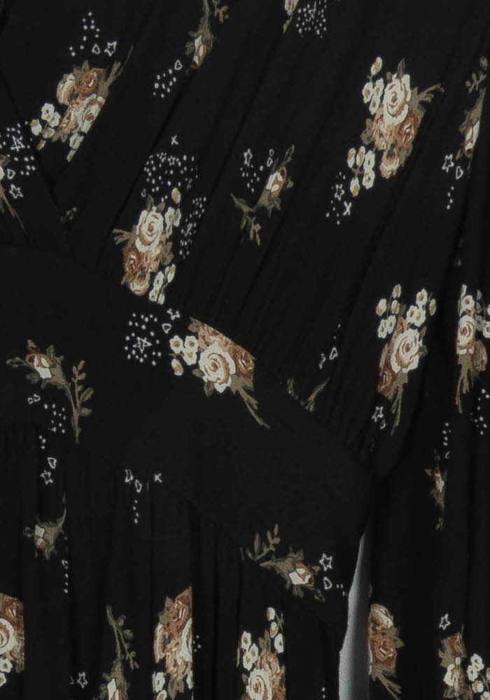 Robe Fleurie Noire et Beige - Taille S/36 de la marque Maje | PARAD119128 - Vendu par Paradigme - Image 3