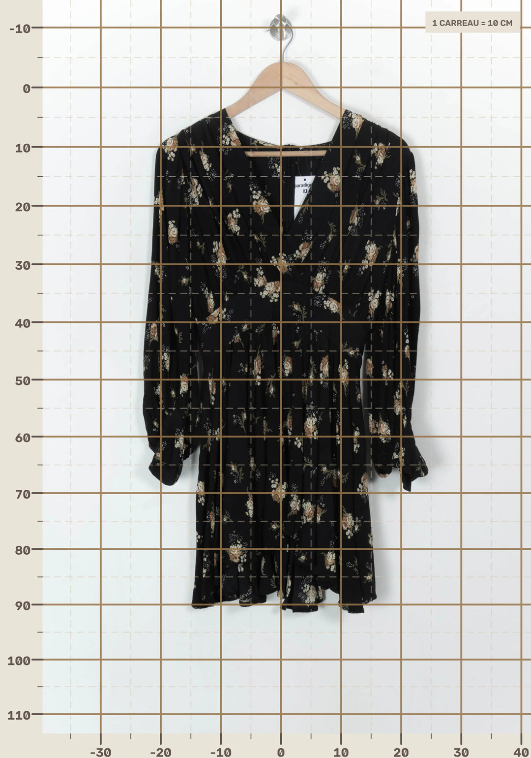 Robe Fleurie Noire et Beige - Taille S/36 de la marque Maje | PARAD119128 - Vendu par Paradigme - Image 4