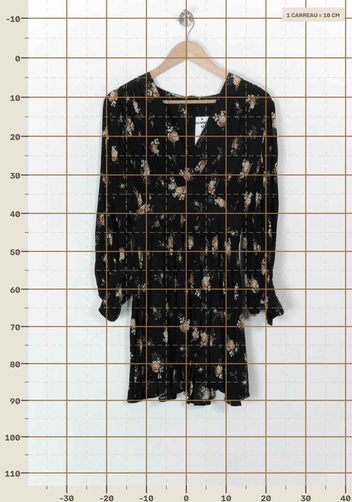 Robe Fleurie Noire et Beige - Taille S/36 de la marque Maje | PARAD119128 - Vendu par Paradigme - Image 4