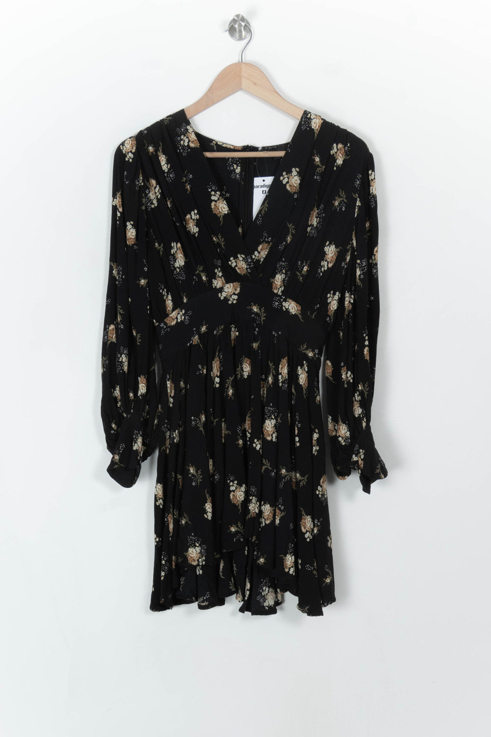 Robe Fleurie Noire et Beige - Taille S/36 de la marque Maje | PARAD119128 - Vendu par Paradigme - Image 2