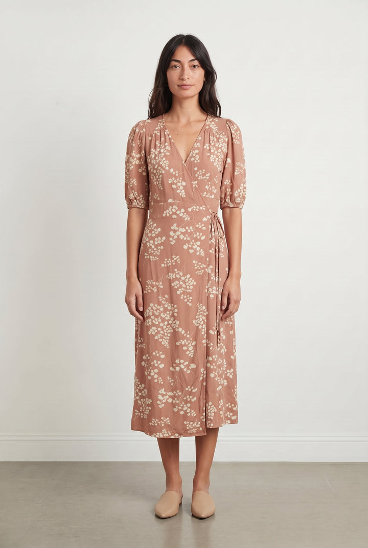 Robe Longue Marron et Blanche - Taille XS/34 de la marque Petite Mendigote | PARAD119129 - Vendu par Paradigme - Image 1