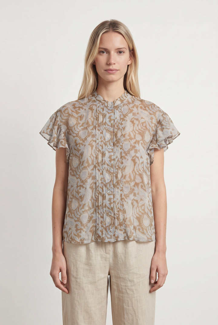 Blouse Beige et Bleu - Taille XS/34 de la marque Comptoir des Cotonniers | PARAD119131 - Vendu par Paradigme - Image 1