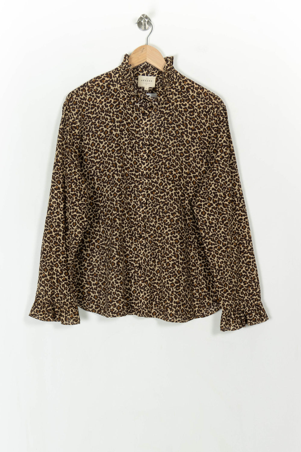 Blouse Léopard Marron et Beige - Taille XXL/44 de la marque Sézane | PARAD119136 - Vendu par Paradigme - Image 2