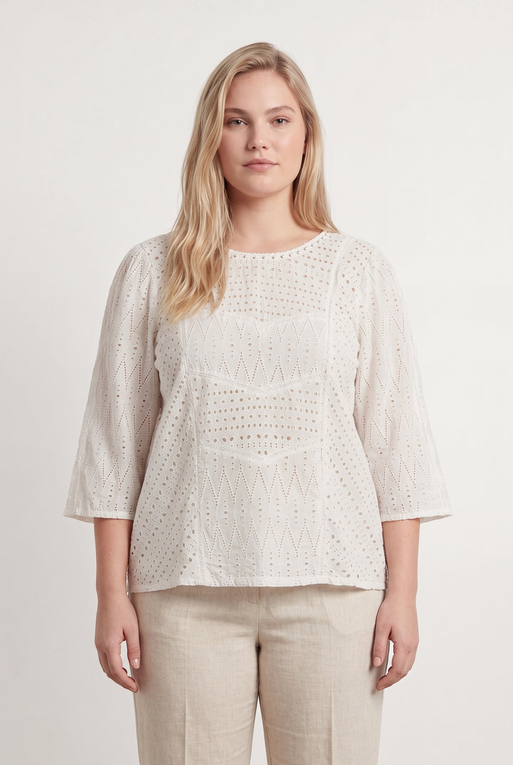 Blouse Brodée Beige - Taille XXL/44 de la marque IKKS | PARAD119140 - Vendu par Paradigme - Image 1