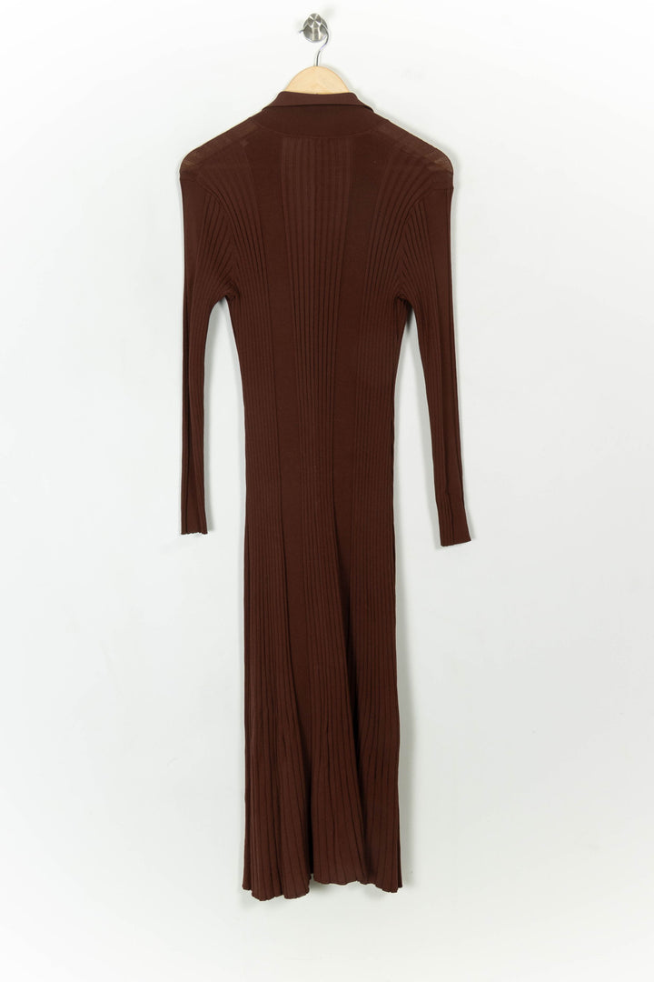 Robe Chemise Longue Marron - Taille L/40 de la marque Sandro | PARAD119142 - Vendu par Paradigme - Image 5