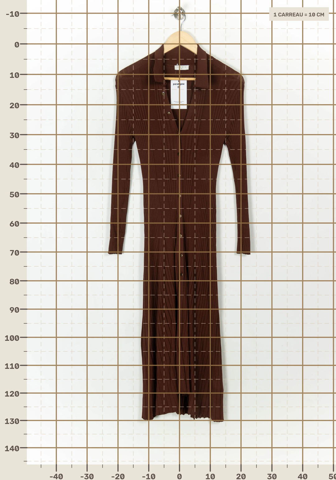 Robe Chemise Longue Marron - Taille L/40 de la marque Sandro | PARAD119142 - Vendu par Paradigme - Image 4