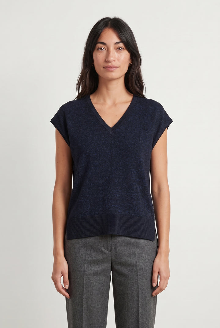 Pull Sans Manches Bleu - Taille M/38 de la marque Caroll | PARAD119145 - Vendu par Paradigme - Image 1