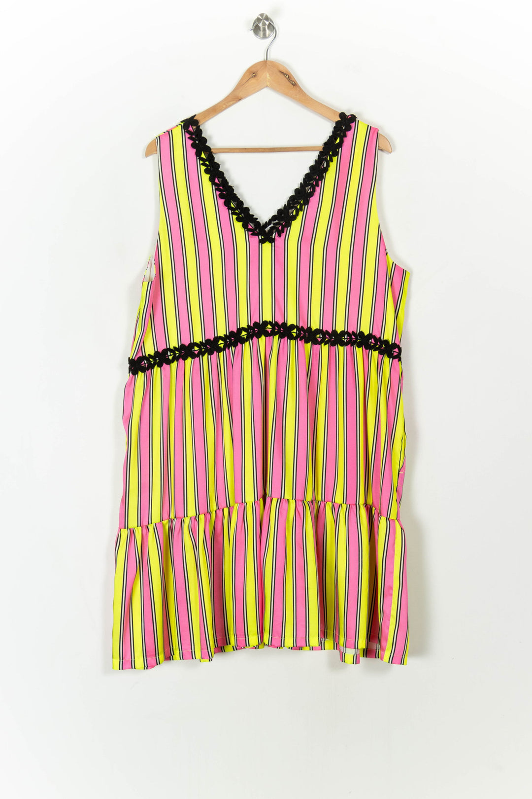 Robe Midi Rayée Jaune et Rose - Taille XXXL/46 de la marque Indies | PARAD119155 - Vendu par Paradigme - Image 5