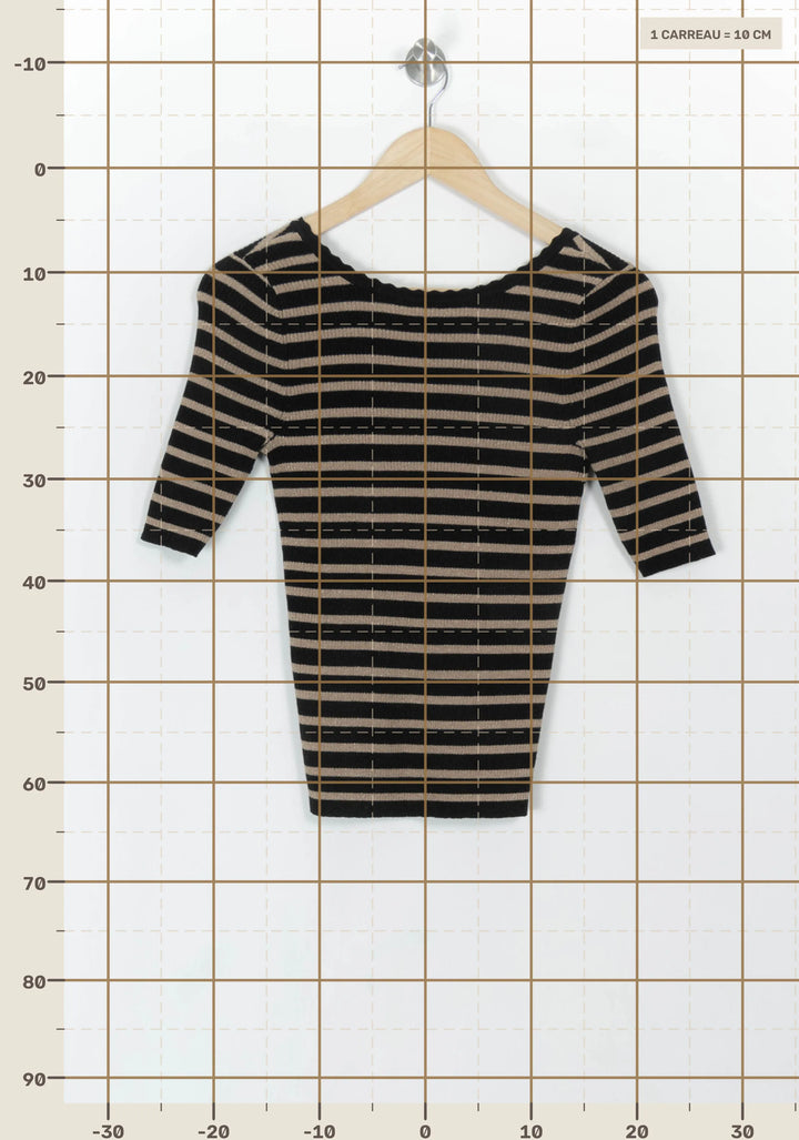Top Noir et Beige - Taille S/36 de la marque Grace &amp; Mila | PARAD119163 - Vendu par Paradigme - Image 4