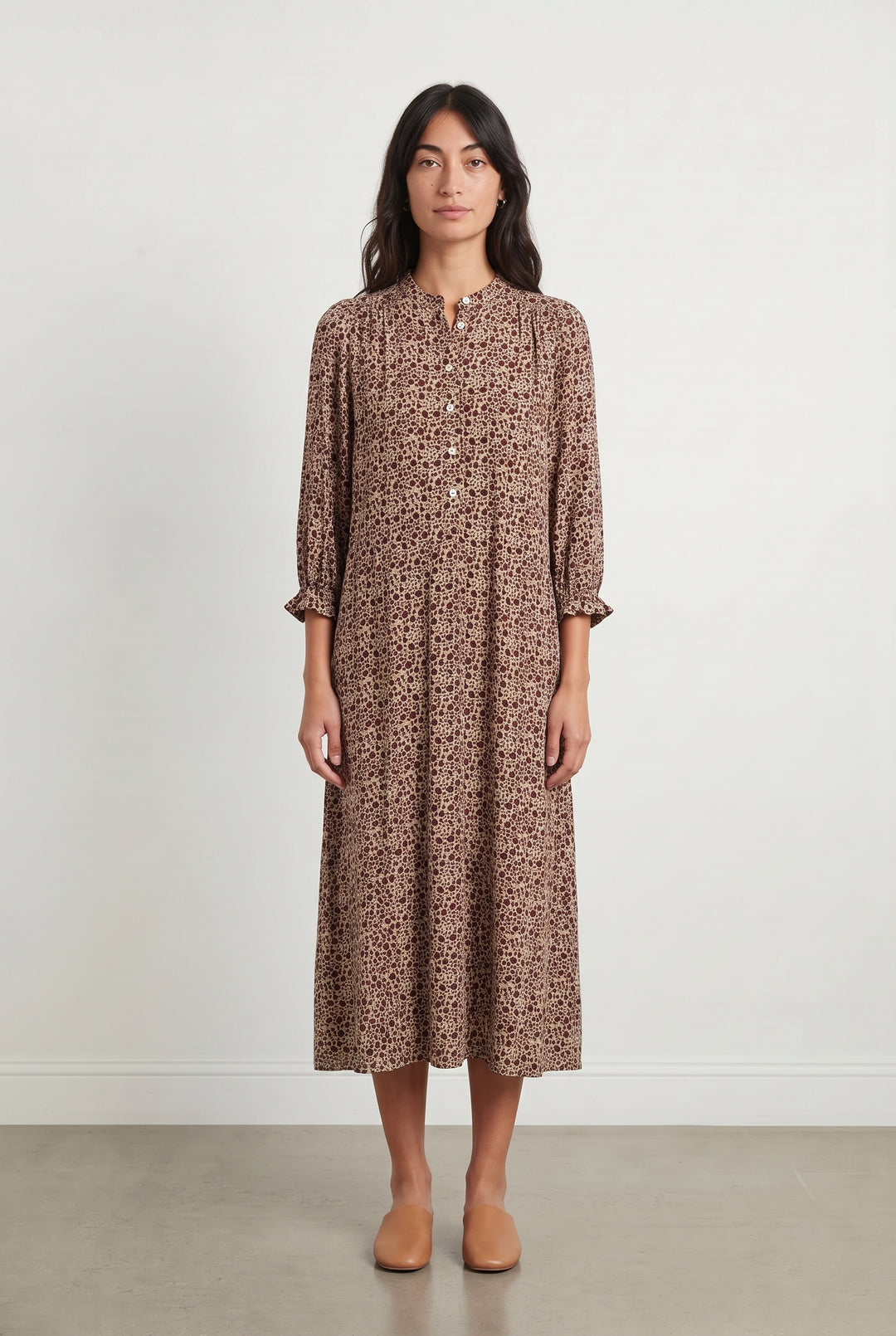 Robe Midi Bordeaux et Beige - Taille S/36 de la marque Pablo | PARAD119177 - Vendu par Paradigme - Image 1