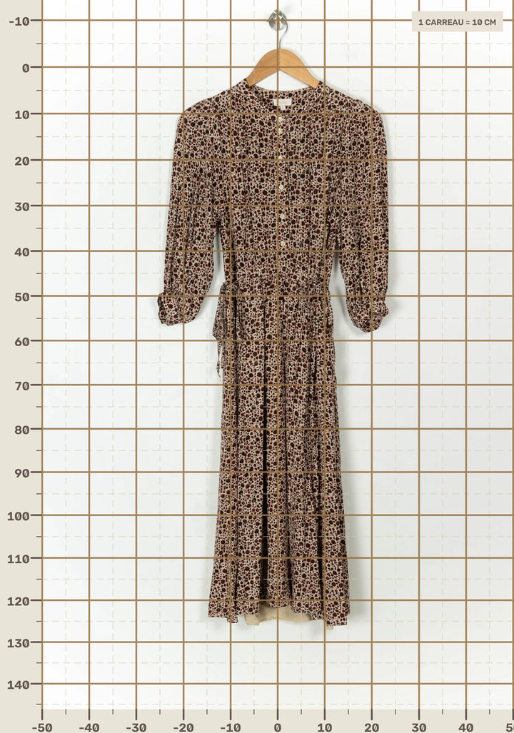 Robe Midi Bordeaux et Beige - Taille S/36 de la marque Pablo | PARAD119177 - Vendu par Paradigme - Image 4