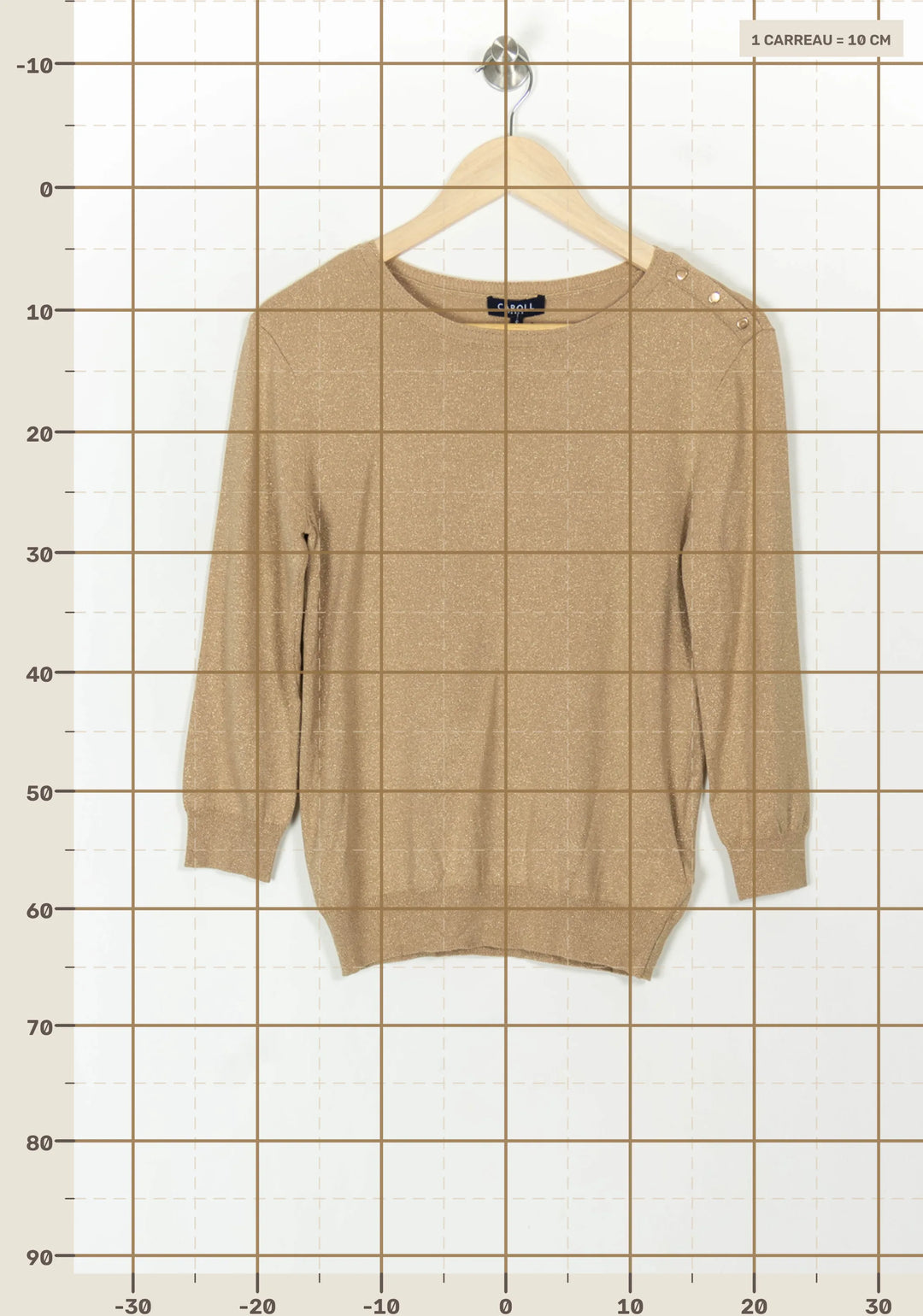 Pull Beige - Taille XS/34 de la marque Caroll | PARAD119196 - Vendu par Paradigme - Image 4