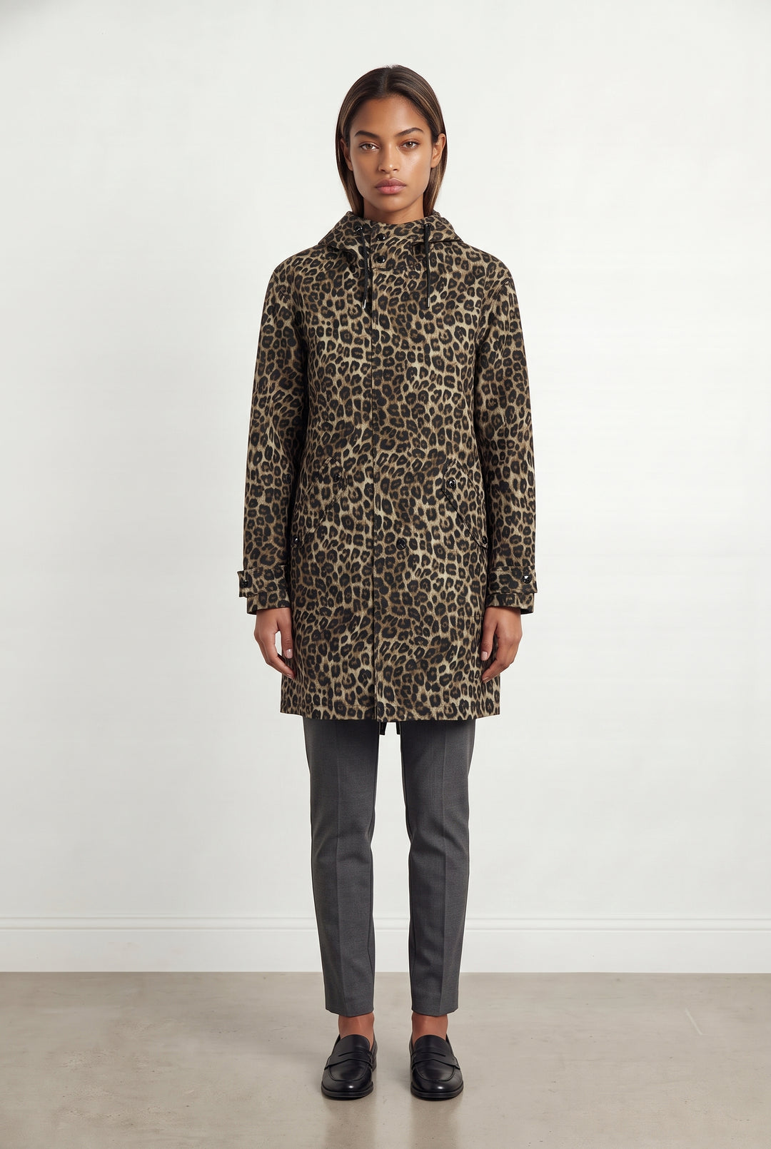 Parka Léopard Marron et Noir - Taille XXS/32 de la marque The Kooples | PARAD119209 - Vendu par Paradigme - Image 1