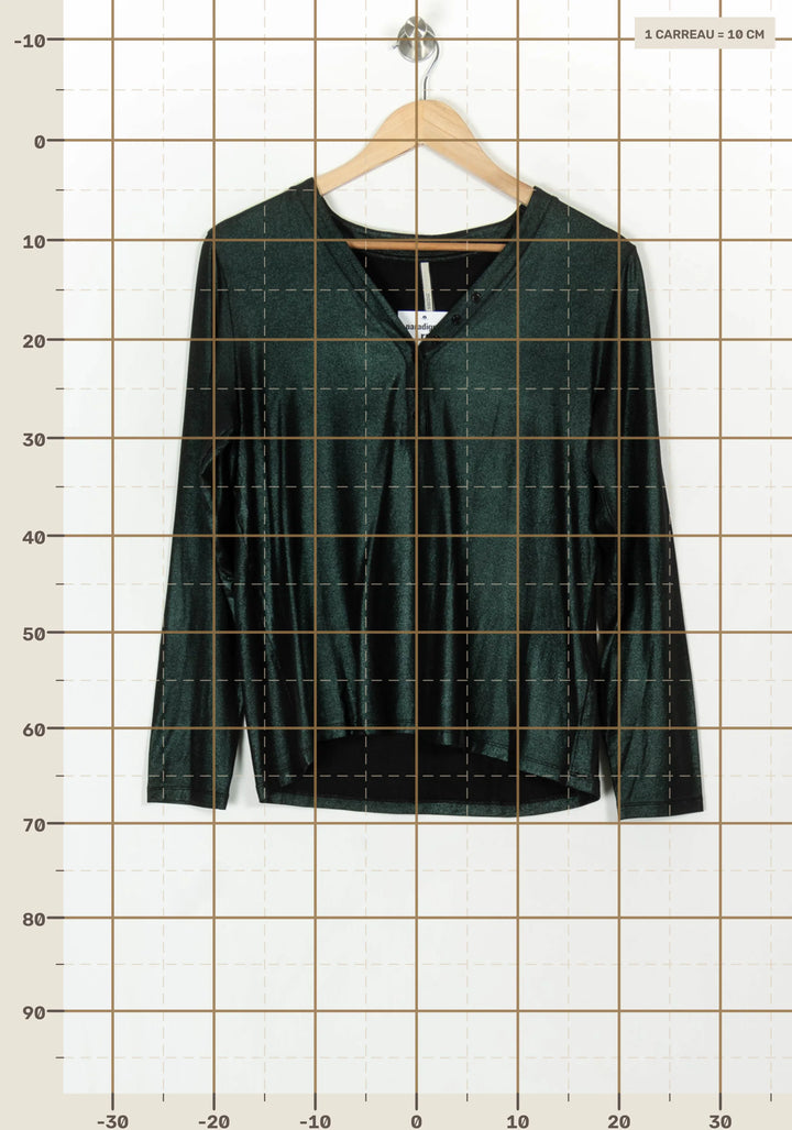 Blouse Verte - Taille XL/42 de la marque Indies | PARAD119211 - Vendu par Paradigme - Image 4