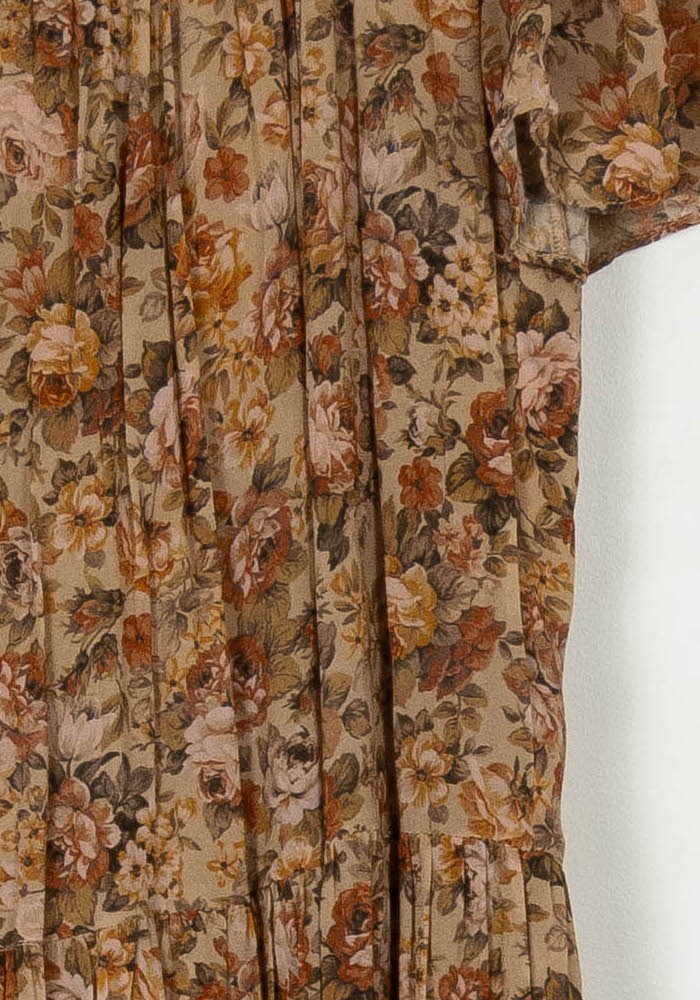 Robe Plissée Fleurie Beige et Marron - Taille XS/34 de la marque The Kooples | PARAD119219 - Vendu par Paradigme - Image 3