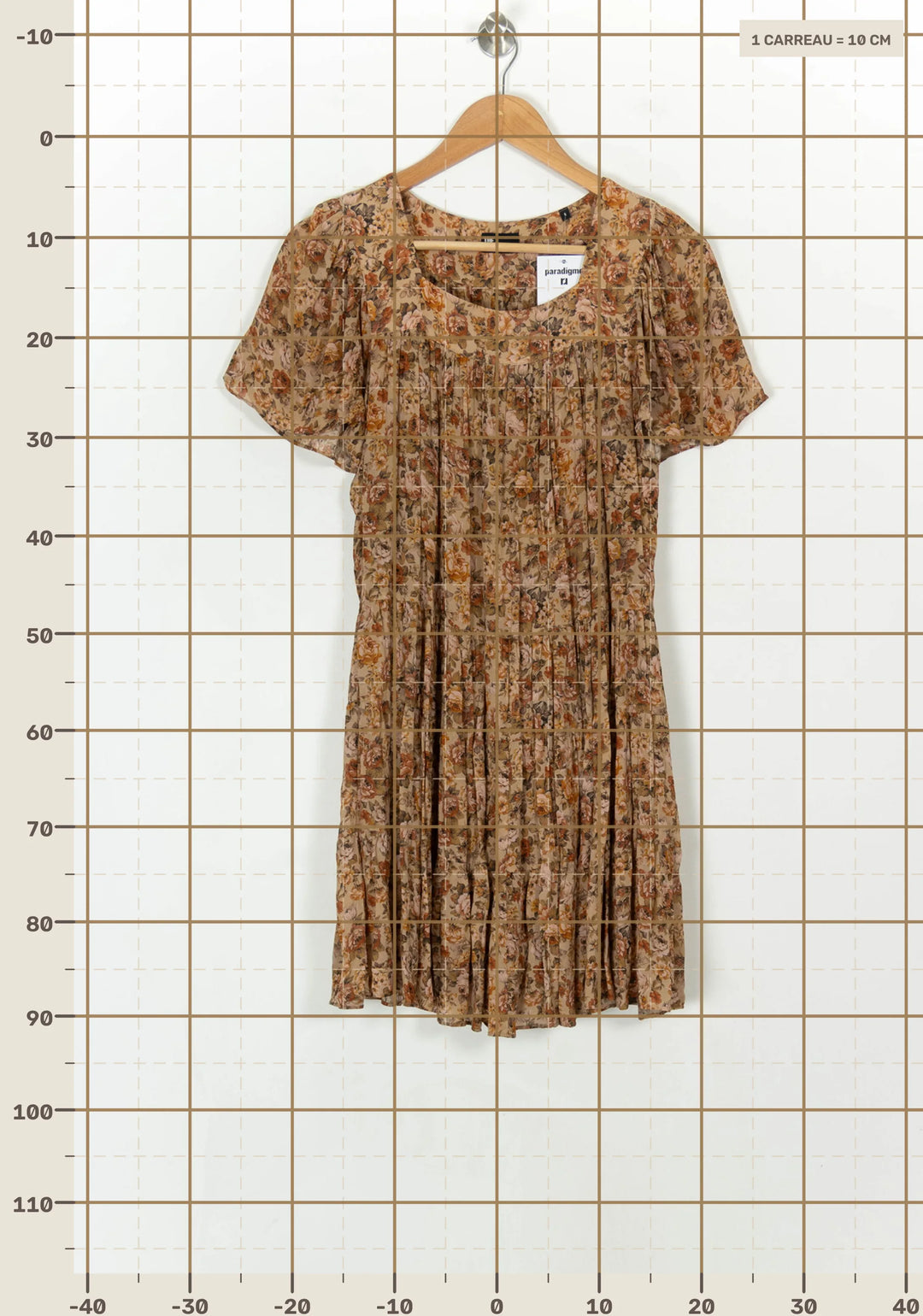 Robe Plissée Fleurie Beige et Marron - Taille XS/34 de la marque The Kooples | PARAD119219 - Vendu par Paradigme - Image 4