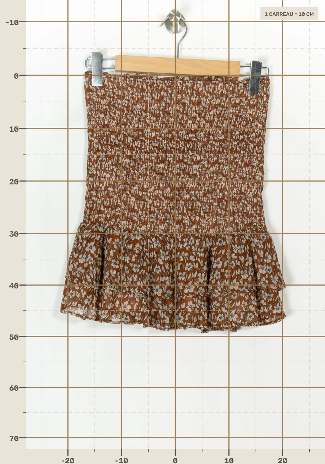 Jupe Volantée Marron et Blanche - Taille S/36 de la marque Kookai | PARAD119236 - Vendu par Paradigme - Image 4