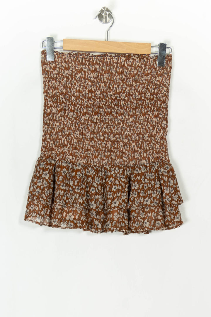 Jupe Volantée Marron et Blanche - Taille S/36 de la marque Kookai | PARAD119236 - Vendu par Paradigme - Image 2